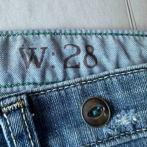 Anthropologie Holding Horses Straight Cropped Boyfriend Distressed Jeans Size 28 - Picture 10 of 13